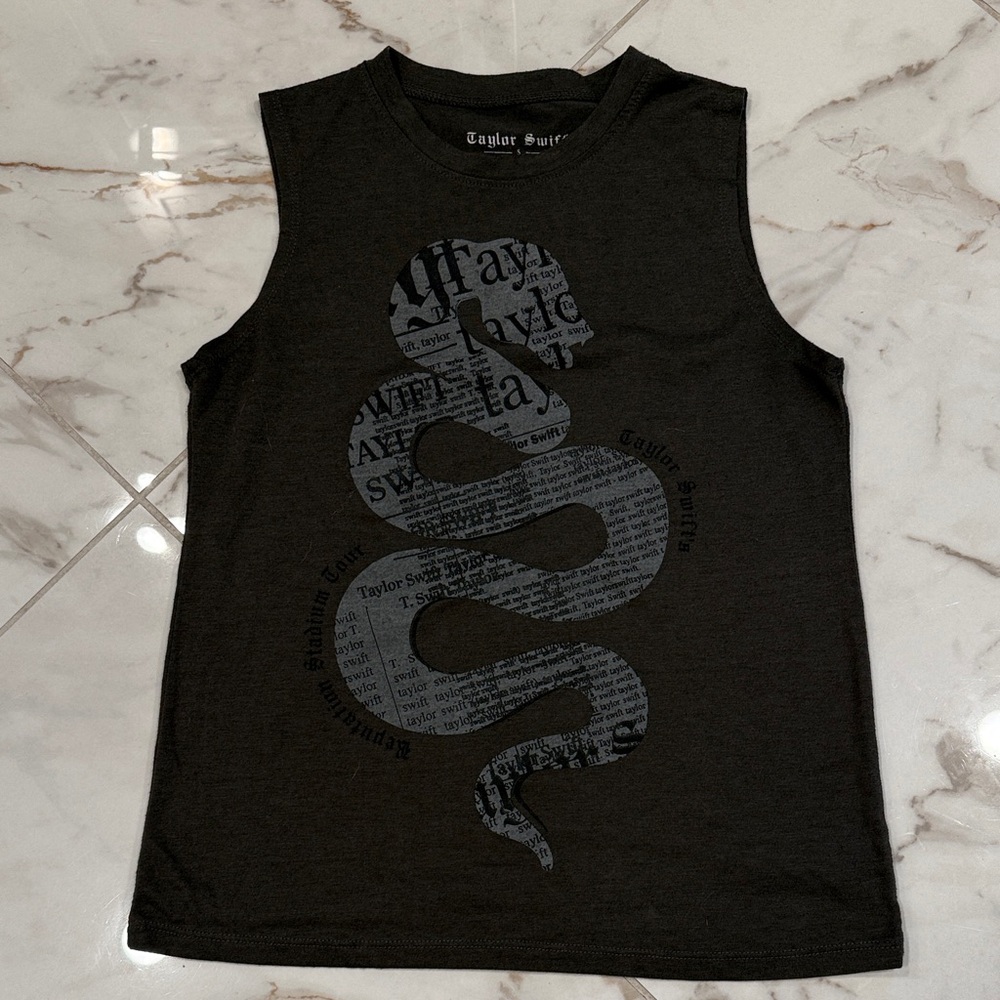 Taylor Swift Dark Grey Sleeveless Top with Snake Design